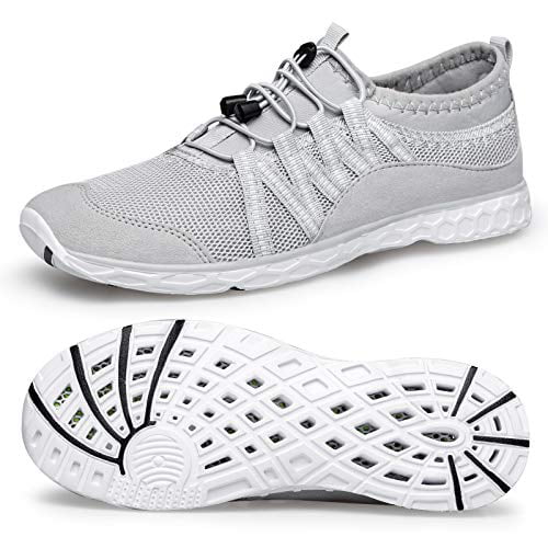 Alibress Quick Drying Water Shoes for Men Quick-Dry Mens Aqua Shoes for Water Aerobics Breathable Beach Grey Water Sports Shoes for Men 9.5 M US 
